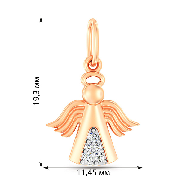 Золотий підвіс в формі янгола з фіанітами (арт. 440901) – зображення 5