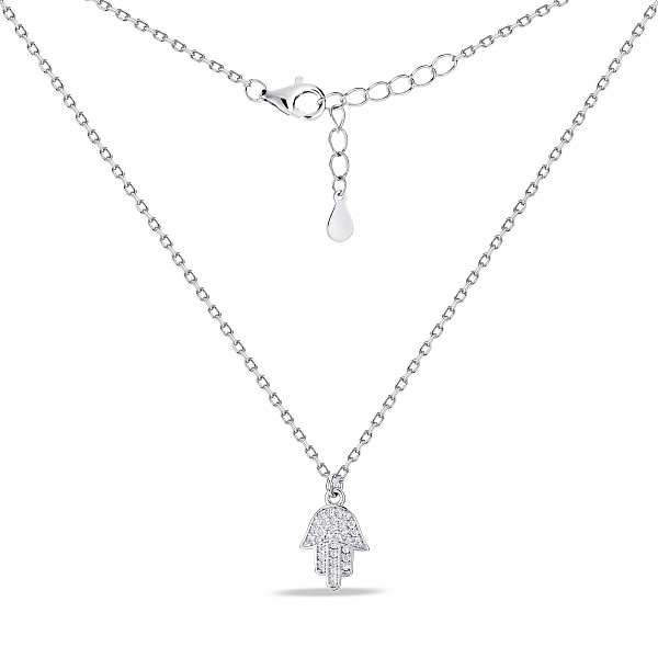 Серебряное колье с подвеской хамса с фианитами (арт. 7507/2660) – изображение 2