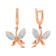 Золоті сережки підвіски Бабка з фіанітами (арт. 110158)