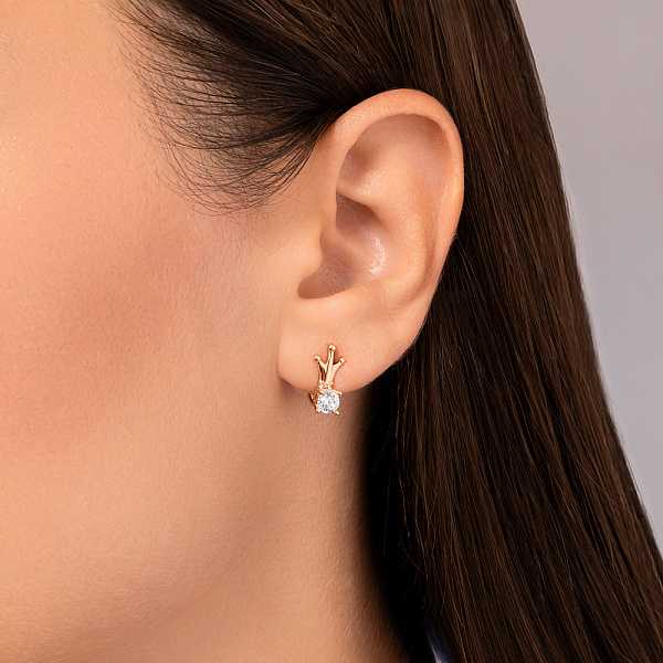 Дитячі золоті сережки Корона з фіанітами (арт. 1091248) – зображення 2