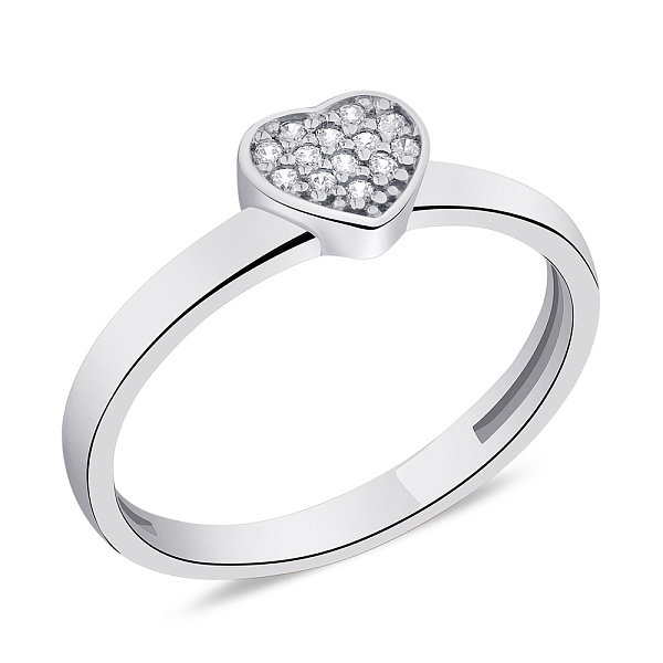 Кольцо из серебра "Сердце" с фианитами (арт. 7501/19119р) – изображение 1