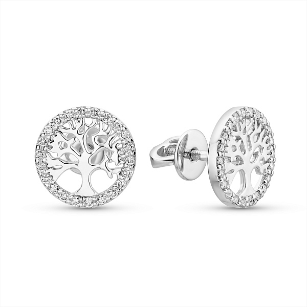 Сережки з білого золота з діамантами (арт. Т011543015б) – зображення 1