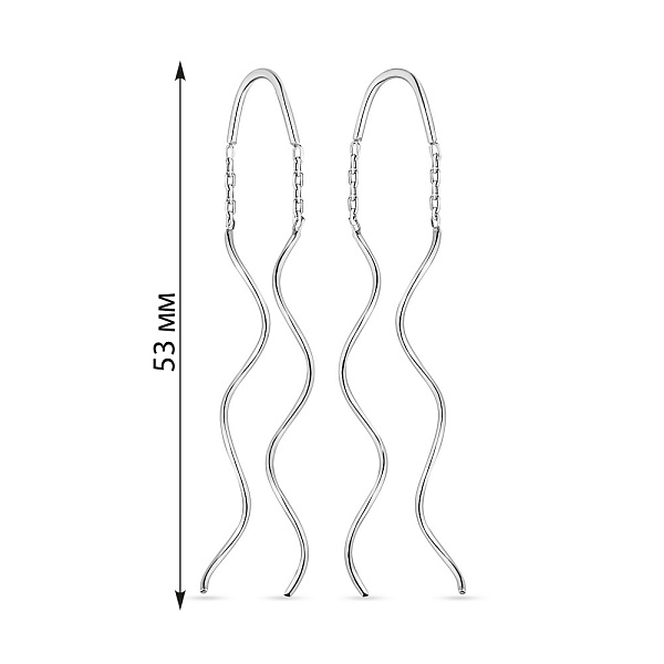 Сережки-протяжки з білого золота (арт. 105268б) – зображення 2