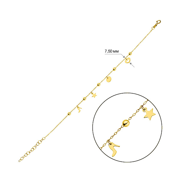 Браслет из желтого золота с подвесками (арт. 324870жП4) – изображение 3