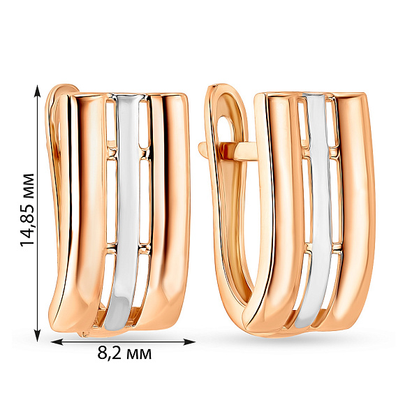 Сережки золотые в красном и белом цвете металла (арт. 108094кб) – изображение 2