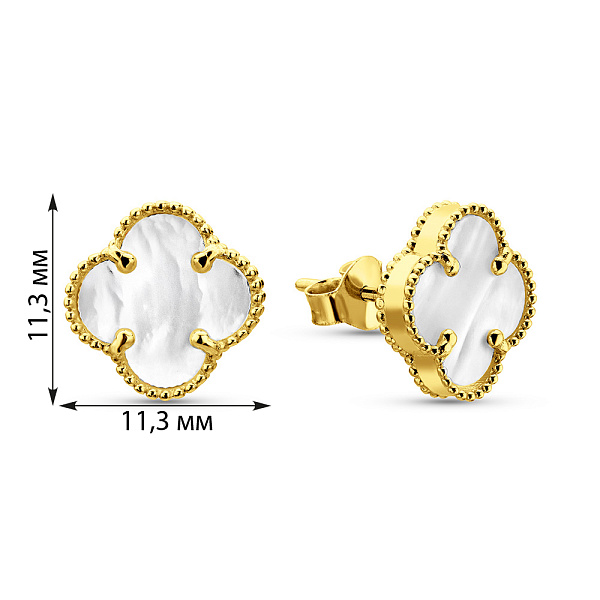 Сережки з жовтого золота з перламутром (арт. 104811/10жп) – зображення 2