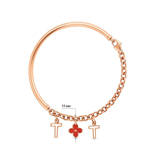 Золотой жесткий браслет Клевер с эмалью (арт. 323083екП3) – изображение 5