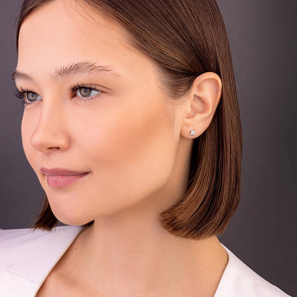 Пусеты из белого золота с бриллиантами (арт. Т011080020б) – изображение 3