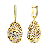 Фото Золоті сережки з великим кварцом (арт. 103313жПкр)