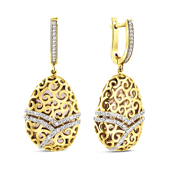 Золоті сережки з великим кварцом (арт. 103313жПкр)