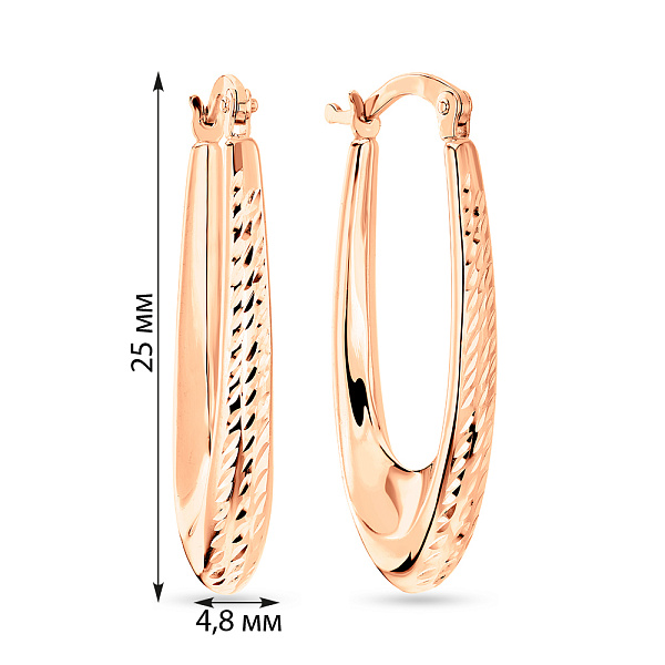 Серьги из красного золота без камней (арт. 108826/25) – изображение 2