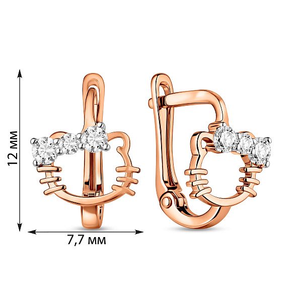 Дитячі сережки Кошенята з червоного золота (арт. 110918) – зображення 4