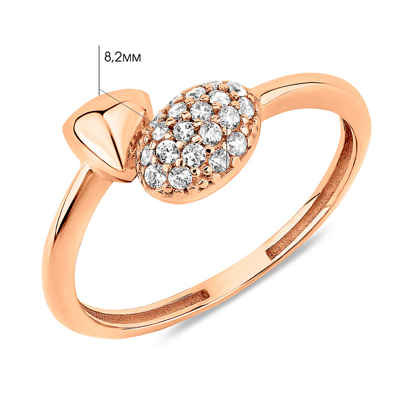 Кольцо из красного золота с фианитами (арт. 156447) – изображение 5