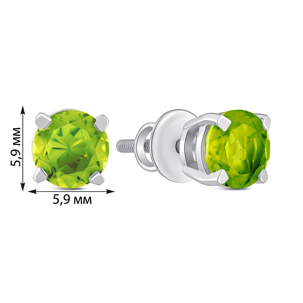 Серебряные серьги-пусеты с хризолитом (арт. 7518/2194316Хрз) – изображение 2