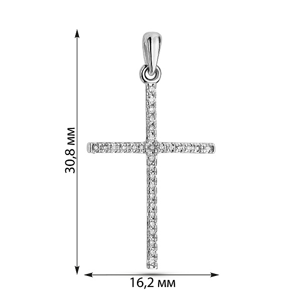 Крестик из белого золота с бриллиантами (арт. П011193015б) – изображение 2