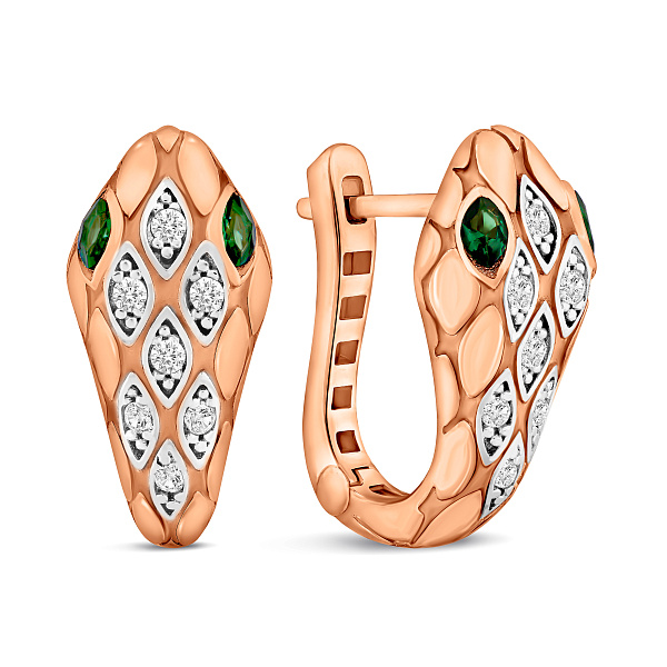 Сережки з червоного золота Змія з фіанітами (арт. 1092106з) – зображення 1