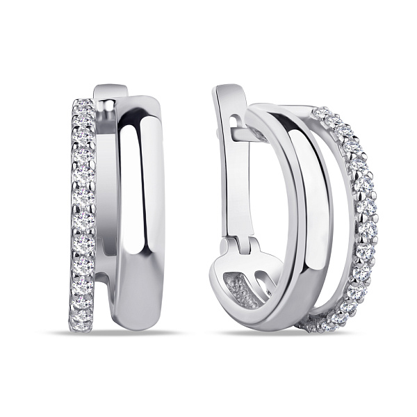 Сережки серебряные с белыми фианитами (арт. 7502/29223р) – изображение 1