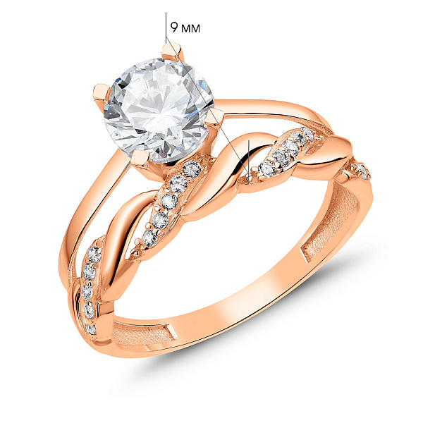 Золотое кольцо с фианитами (арт. 155634) – изображение 2