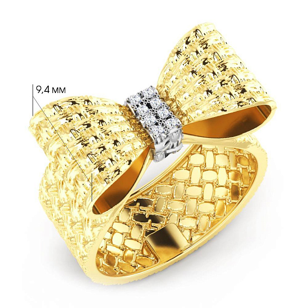 Золота каблучка Бантик Francelli з діамантами (арт. К1401119ж) – зображення 2