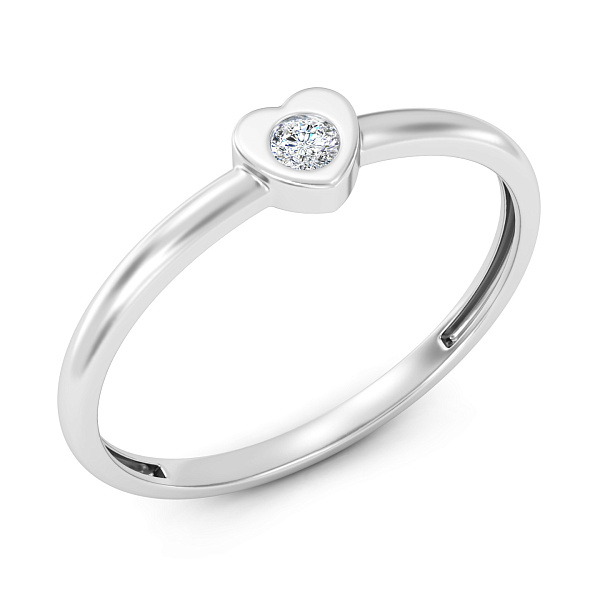 Золотое кольцо Сердце с бриллиантом (арт. К011717005б) – изображение 1