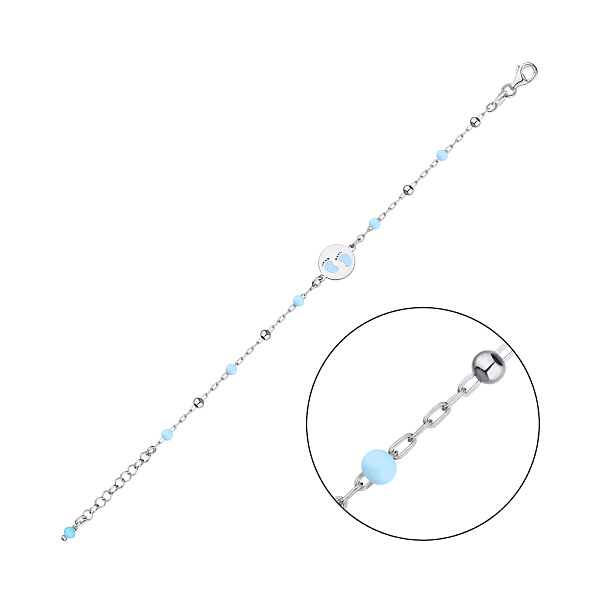 Дитячий срібний браслет з альпінітом і з емаллю (арт. 7509/3624ег) – зображення 1