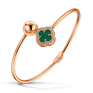 Фото Золотий браслет конюшина з малахітом (арт. 340157млх)