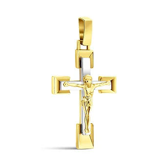Хрестик з комбінованого золота з розп'яттям (арт. 501524жбм)