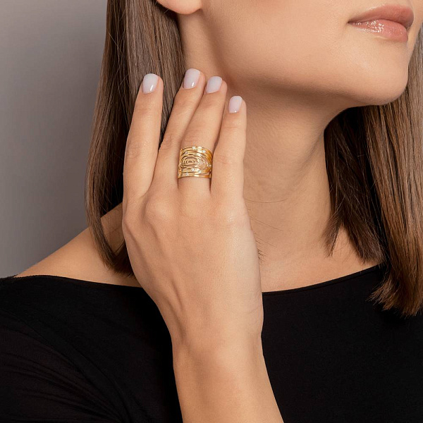 Золота каблучка незамкнута Francelli з діамантами (арт. К141107015ж) – зображення 3