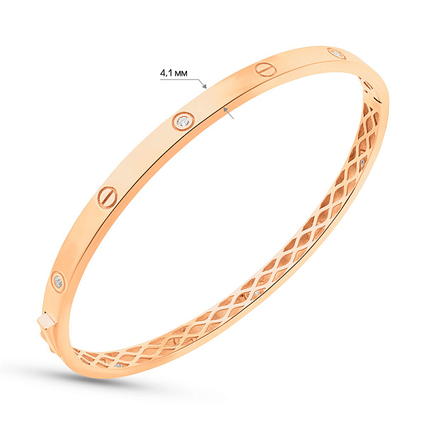 Золотий жорсткий браслет з фіанітами (арт. 326193/4) – зображення 4