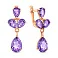 Золоті сережки-підвіски з аметистом (арт. 110676Па) – зображення 1
