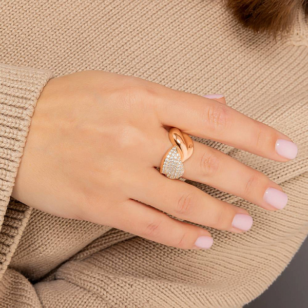 Кольцо из красного золота с фианитами (арт. 156522) – изображение 2