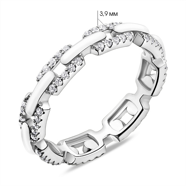 Серебряное кольцо с эмалью и фианитами (арт. 7501/6451еб) – изображение 2