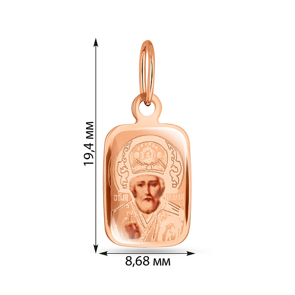 Золота ладанка "Миколай Чудотворець" (арт. 422245Н) – зображення 2