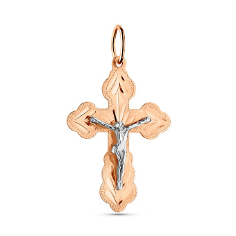 Крестик из красного и белого золота (арт. 500383)