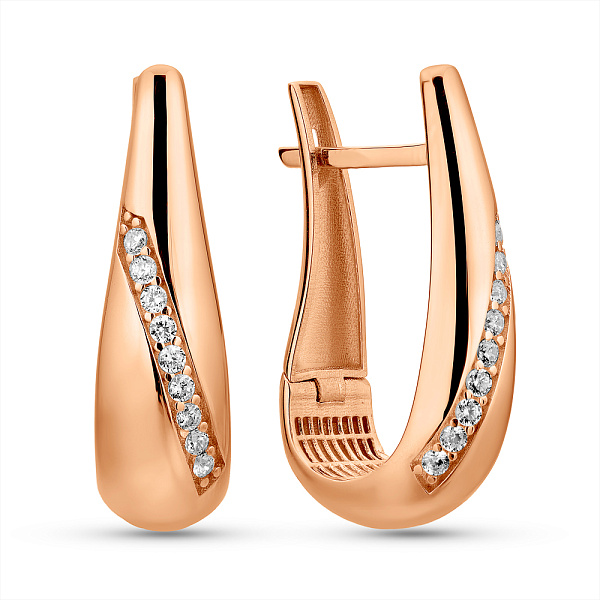 Золотые серьги с фианитами (арт. 1091908) – изображение 1