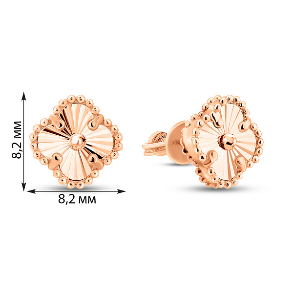 Золотые серьги Клевер без камней (арт. 1091721/9а) – изображение 2