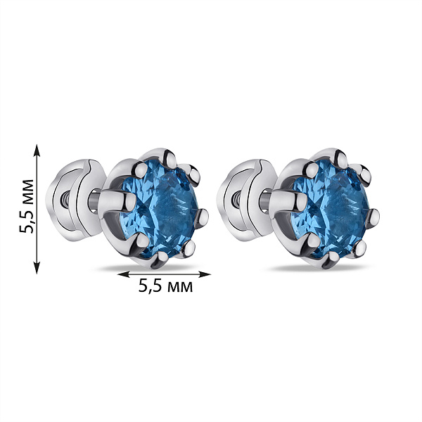 Срібні сережки-пусети з топазом (арт. 7518/531Пгсп) – зображення 2
