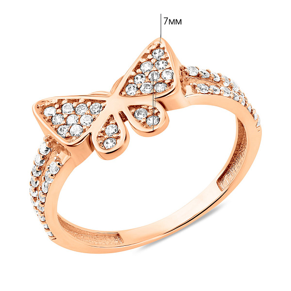 Золотое кольцо Бабочка с фианитами (арт. 156441) – изображение 5