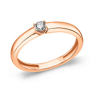 Фото Кольцо из красного золота с одним бриллиантом (арт. К011147010)