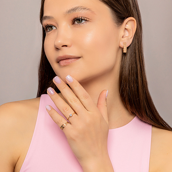 Серьги из красного золота с алмазной гранью (арт. 121804) – изображение 3