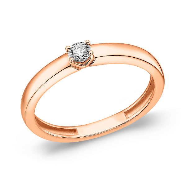 Кольцо из красного золота с одним бриллиантом (арт. К011147010) – изображение 1