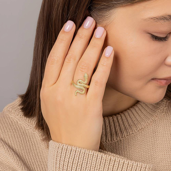 Золотое кольцо Змея с фианитами (арт. 1401057жз) – изображение 4