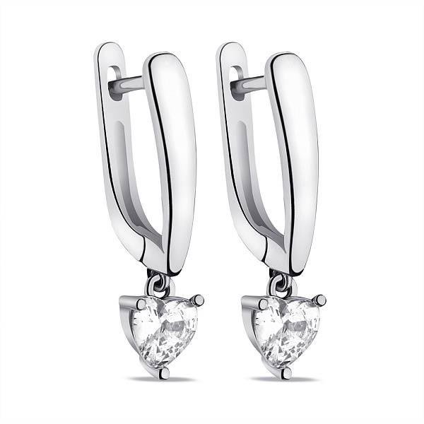 Серебряные серьги-подвески Сердечки (арт. 7502/9453) – изображение 1