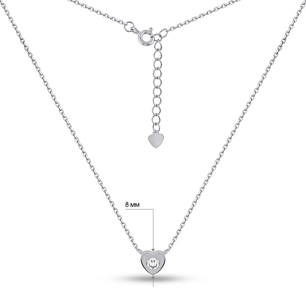 Серебряное колье Сердце с одним фианитом (арт. 7507/2205) – изображение 3