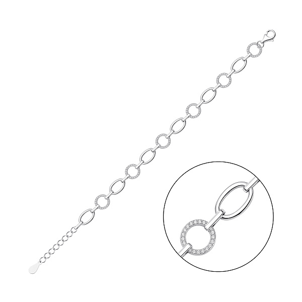 Массивный серебряный браслет с фианитами (арт. 7509/5509) – изображение 1