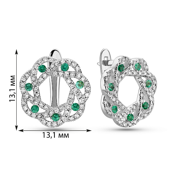 Золотые серьги с изумрудами и бриллиантами (арт. 2190380202и) – изображение 3