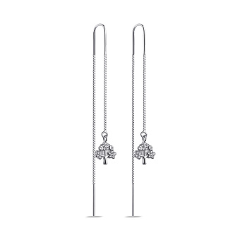 Серебряные серьги-протяжки Дерево жизни с фианитами (арт. 7502/9682)