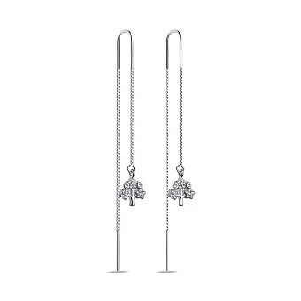 Срібні сережки-протяжки Дерево життя з фіанітами (арт. 7502/9682)