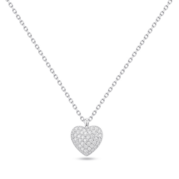 Серебряное колье с подвеской сердце с фианитами (арт. 7507/2605) – изображение 1