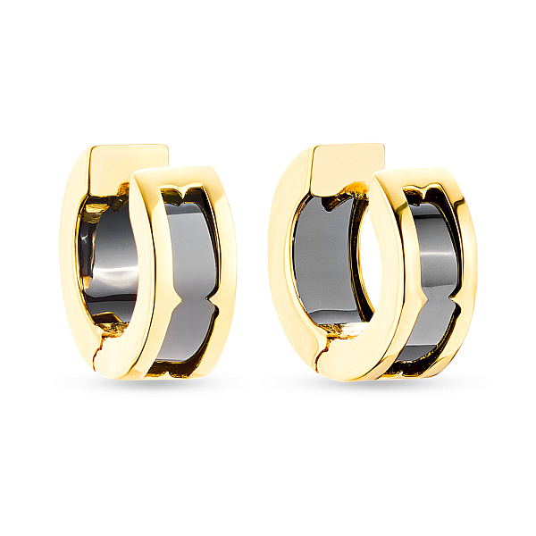 Золотые серьги-кольца с ониксом (арт. 104180/15жо) – изображение 1